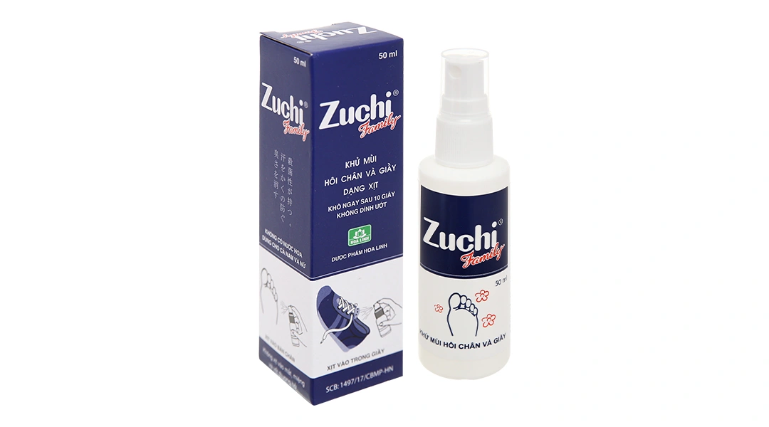Xịt Zuchi Family khử mùi hôi chân và giày chai 50ml - 